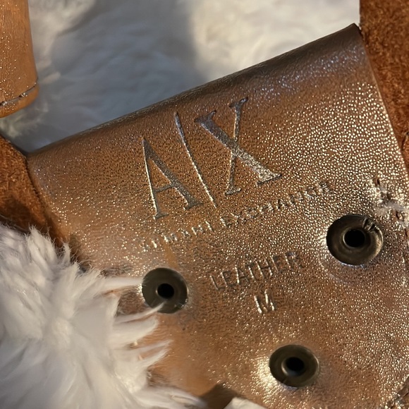 A|X ARMANI EXCHANGE Silver Leather Braided Belt Medium - Picture 6 of 8